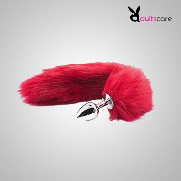 Red Fox Tail Stainless Steel Anal Plug