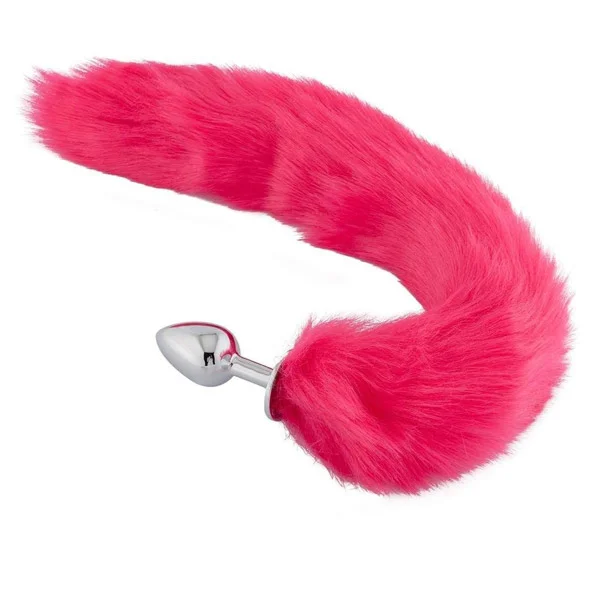 Red Fox Tail Stainless Steel Anal Plug