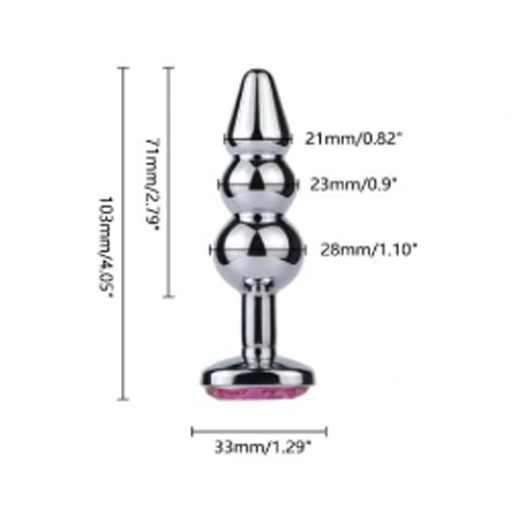 3 Bead Steel Heart shape Butt Plug