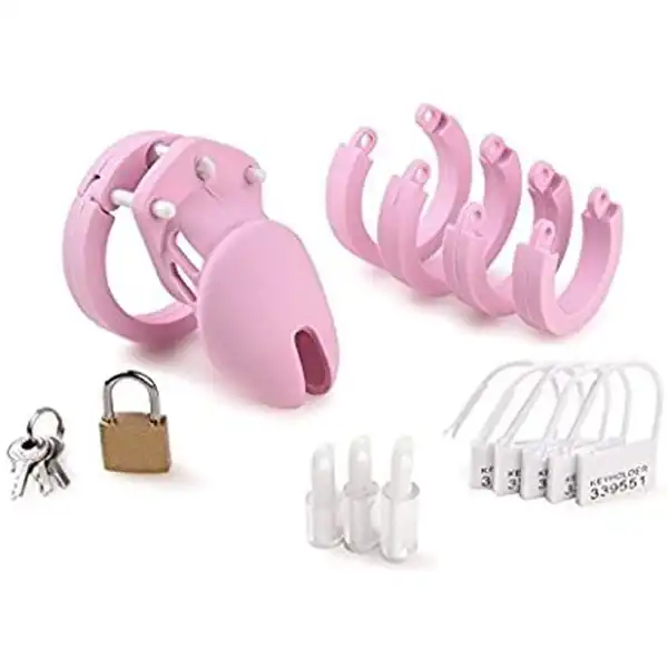 Pink Chastity Locked Cage Sex Toy for Men