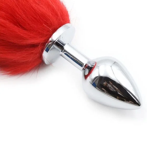 Red Fox Tail Stainless Steel Anal Plug