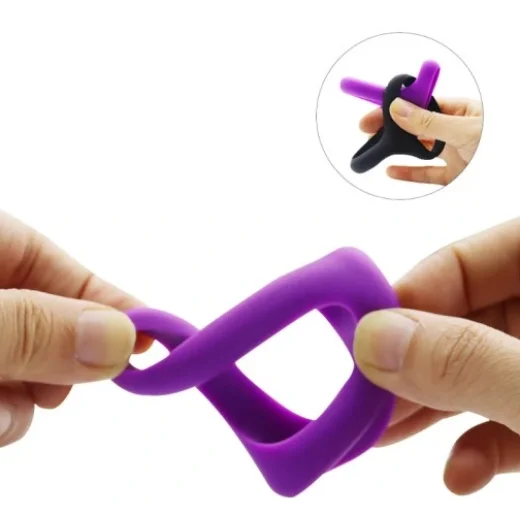 3 Holes Cock Ring with Strong Grip Black Color Mens penis Cock Ring