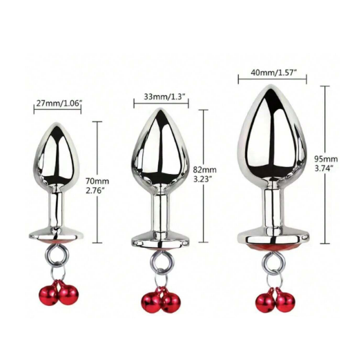 3 Pcs Luxury Round Shaped Anal Butt Plug With Clamps