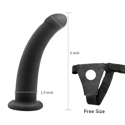 6 Inch Curved Cup Flexible Smooth Silicone Anal Dildo With Belt