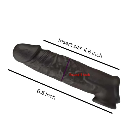 6.5 Inch Double Hole Black Silicone Penis Sleeve