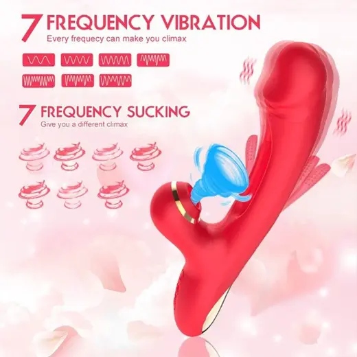 7 Frequency Tickling Sucking Vibration Tongue Three Point Sex Toy For Women