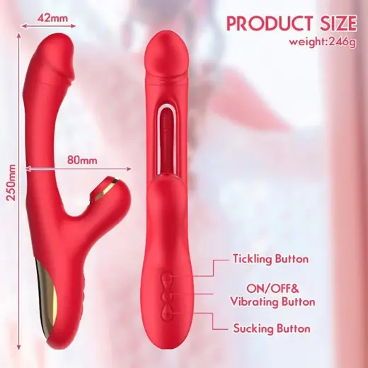 7 Frequency Tickling Sucking Vibration Tongue Three Point Sex Toy For Women