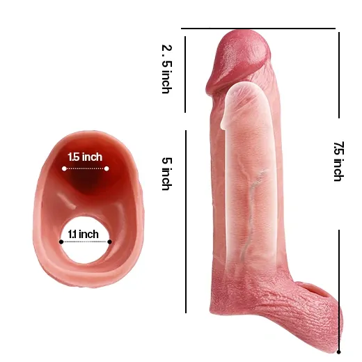 7.5 Inch Durable Silicone Penis Cock Balls Sleeve