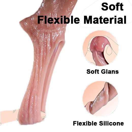 8 Inch Soft Silicone Penis Extender Sleeve with Cock Ring