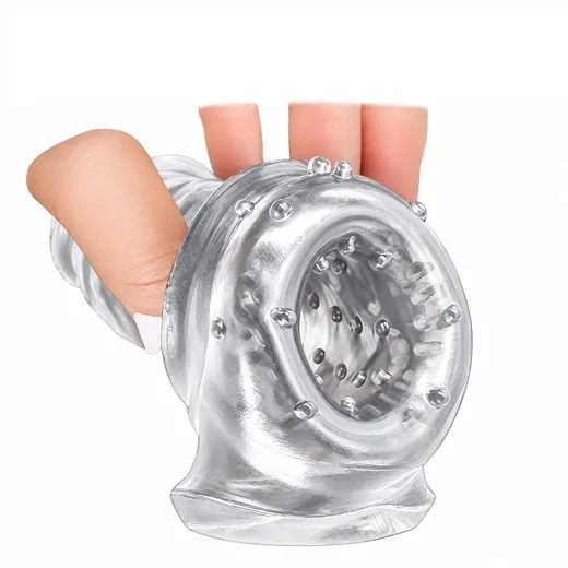 8 Inch Reusable Transparent Texture Men Penis Enlargement Sleeve