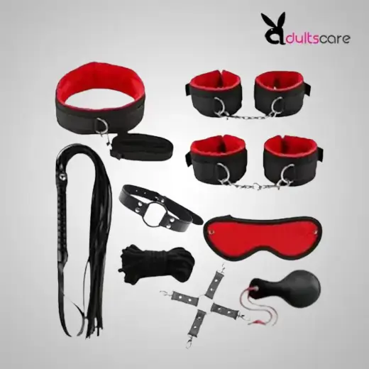 9Pcs Luxury Black/Red BDSM Kit