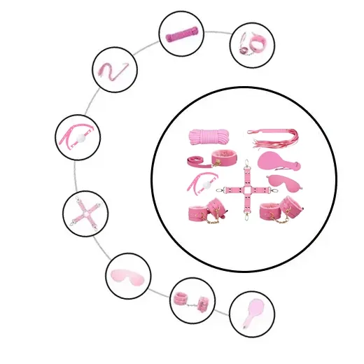 9Pcs Luxury Pink BDSM Kit