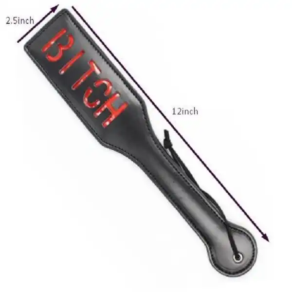 Adult Game BITCH PU Leather Hand Shank Whip (Pink & Black)