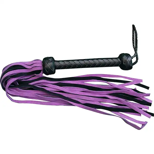 Black Faux Leather Flogger with Purple