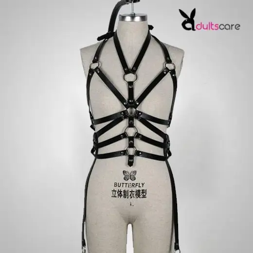 Body Leather Harness Set Bra