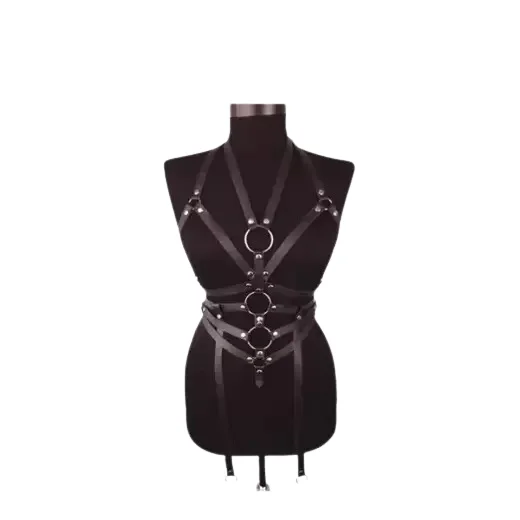 Body Leather Harness Set Bra