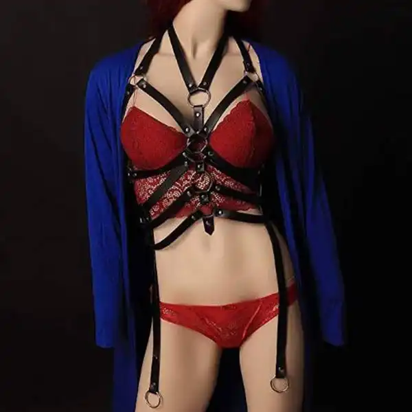 Body Leather Harness Set Bra