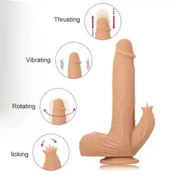 Clitoral Stimulation Suction Cup Thrusting Vibrator Realistic Dildo