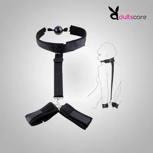 Collar Ring Mouth Gag & Handcuffs Restraints