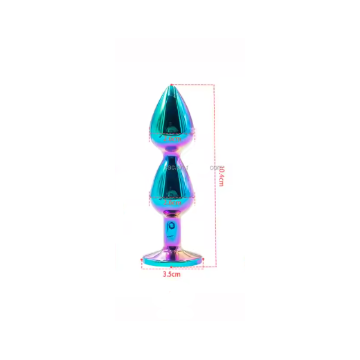 Colorful Metal 2 Beads Crystal Masturbation Anal Plug