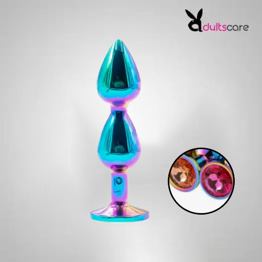 Colorful Metal 2 Beads Crystal Masturbation Anal Plug