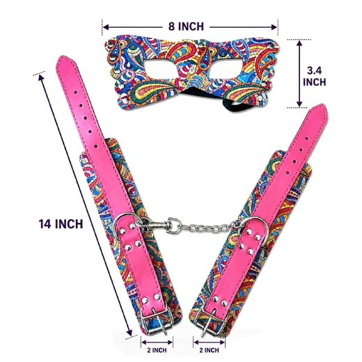 Colourful Handcuffs And Eye Mask Combo