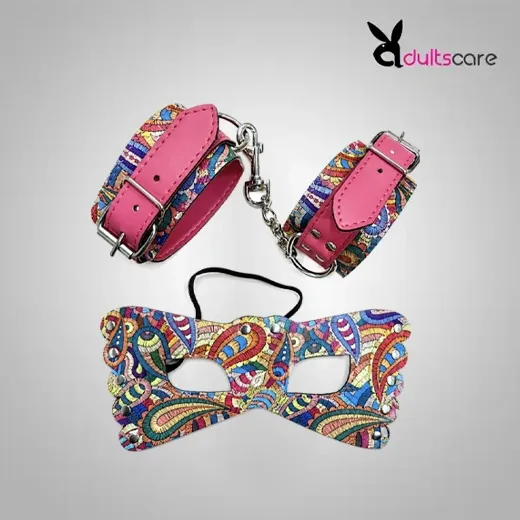 Colourful Handcuffs And Eye Mask Combo