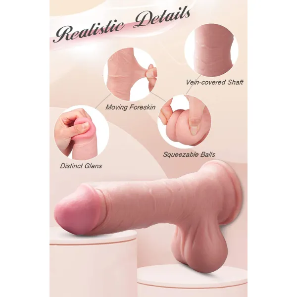 8 Inch Realistic Dildo with Moving Foreskin