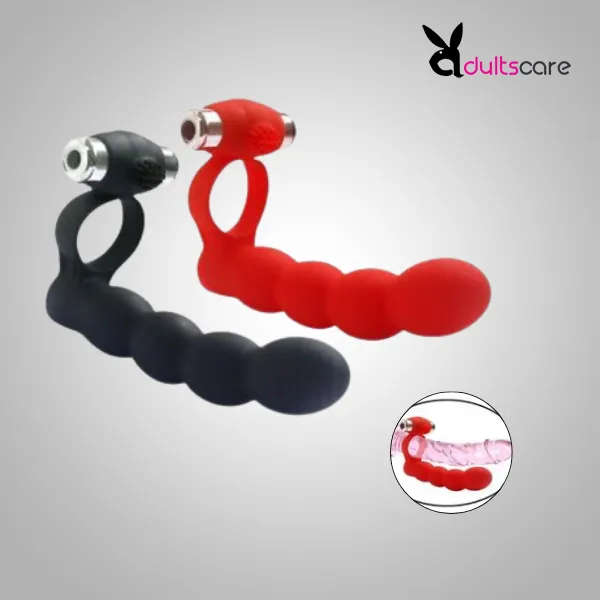 Silicone Double Penetrator Anal Sex Beads Butt Plug Cockring