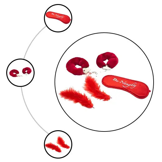 Eye Mask Feather Toys Furry Handcuff 3Pcs Sex Toys Set