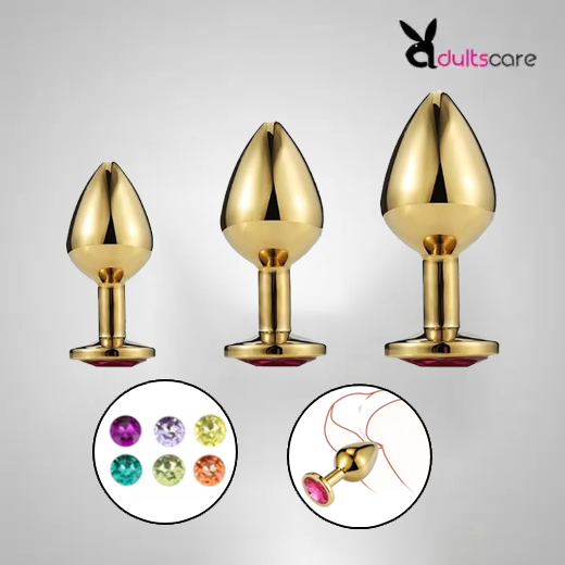 Golden 3 Pcs Luxury Round Shaped Anal Butt Plug
