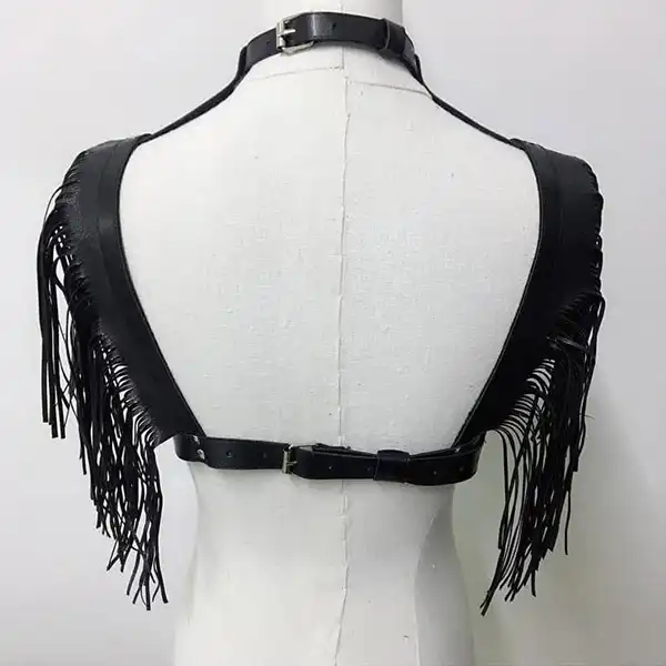 Harness leather bra & chest strap belt