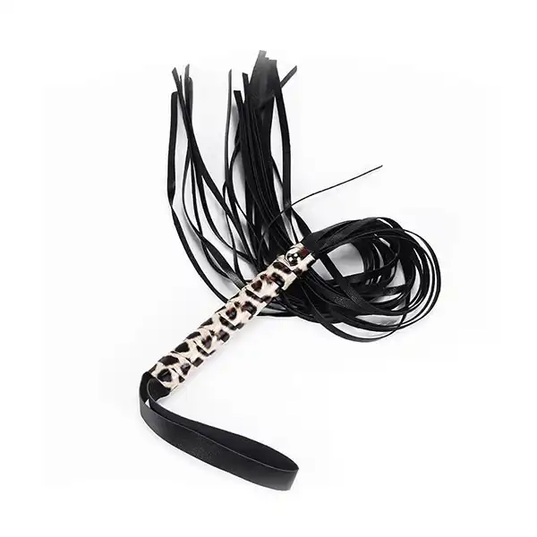 Leather Leopard Grain Hand Shank Whip