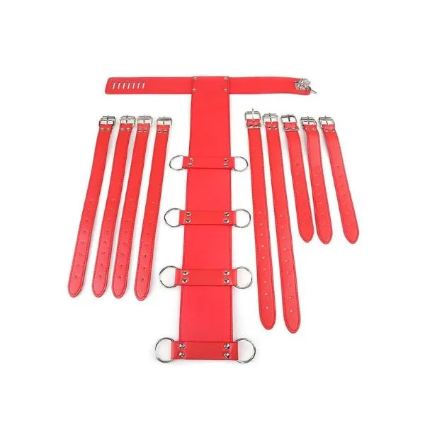 Leather Handcuffs Neck Sleeves Binding Back Tied Hands BDSM