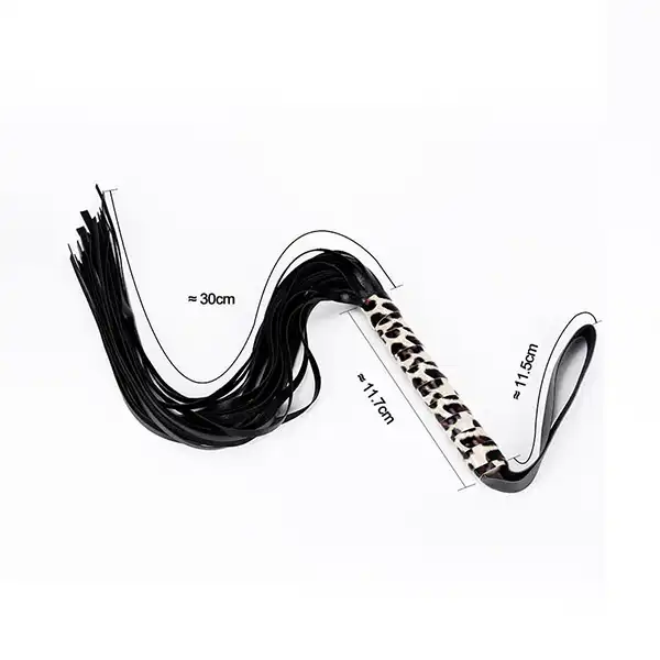 Leather Leopard Grain Hand Shank Whip