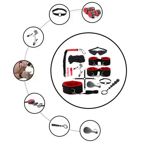 Luxury 12Pcs Leather Bdsm Bondage Kit