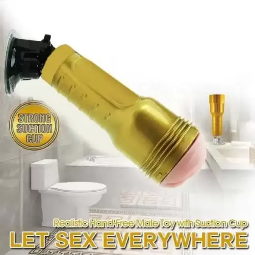 Golden Masturbator With Suction Cup For Men