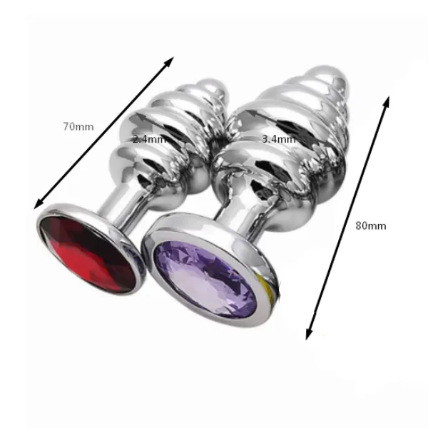 2pcs Spiral Metal Anal Prostate Jewelry Butt Plug