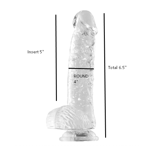 6.5 Inch Transparent Suction Slim Dildo