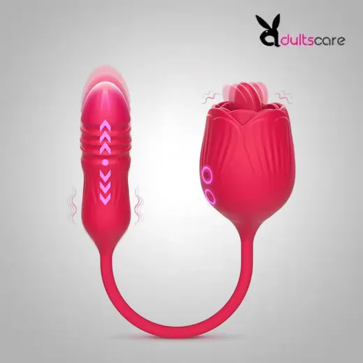 Multispeed Rose Clit Licking Vibrator With Dildo