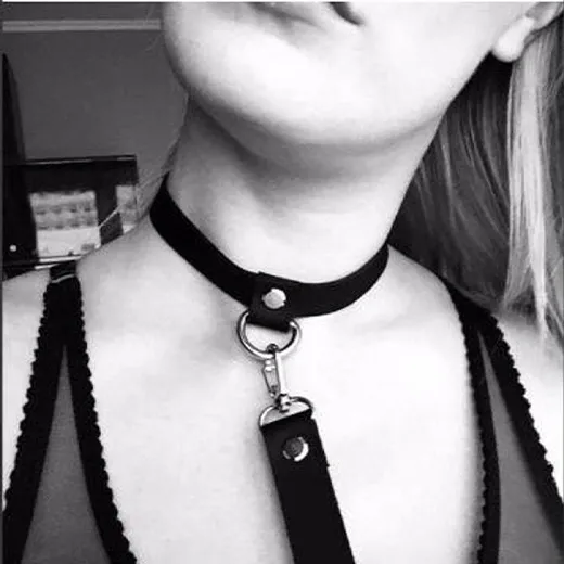 PU Leather BDSM Collar with Leash Fetish Bondage