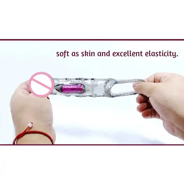 Vibrating Penis Extender with Cockring Reusable Condom Sleeve