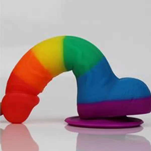 Realistic Rainbow Dildo with Suction Cup