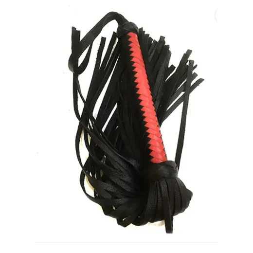 Red-Black Leather Weave Whip