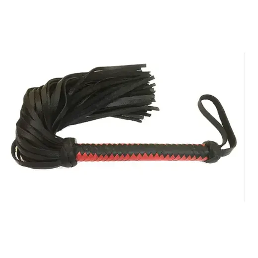 Red-Black Leather Weave Whip