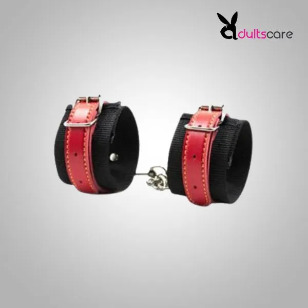 Red/Black Nylon Bondage Wrist Cuffs