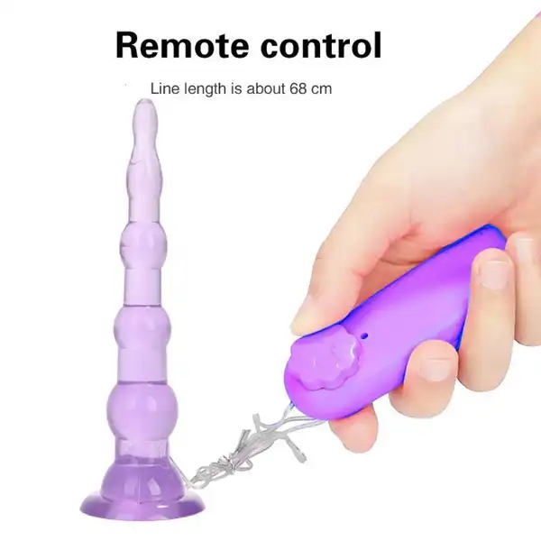 Remote Control Vibrating Jelly Anal Plug with Suction Cup