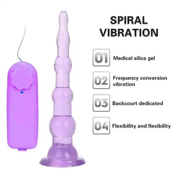 Remote Control Vibrating Jelly Anal Plug with Suction Cup