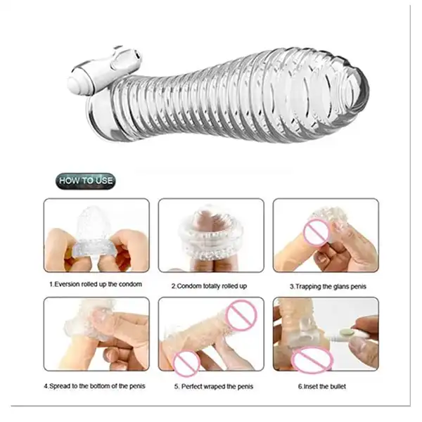 Reusable Crystal Vibration Extender Condom sleeve