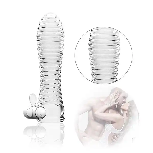 Reusable Crystal Vibration Extender Condom sleeve